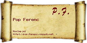 Pop Ferenc névjegykártya
